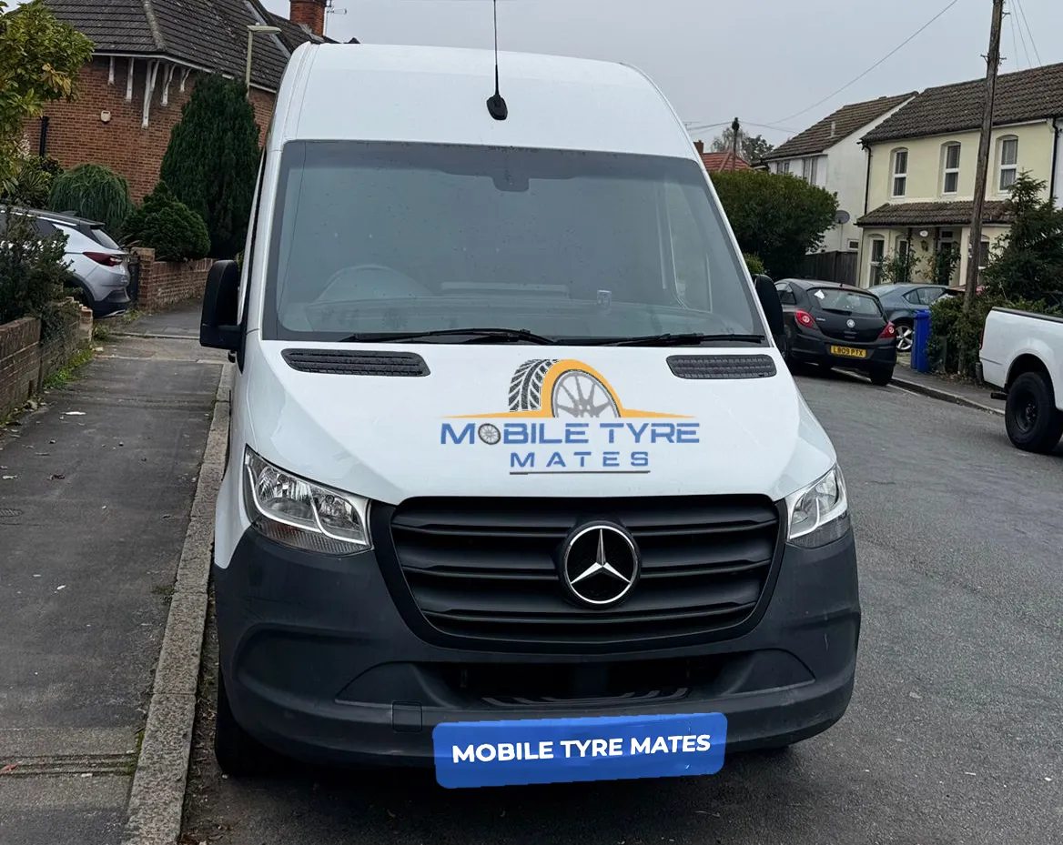 Mobile Tyre Mates fitting van attending a customer in Southall