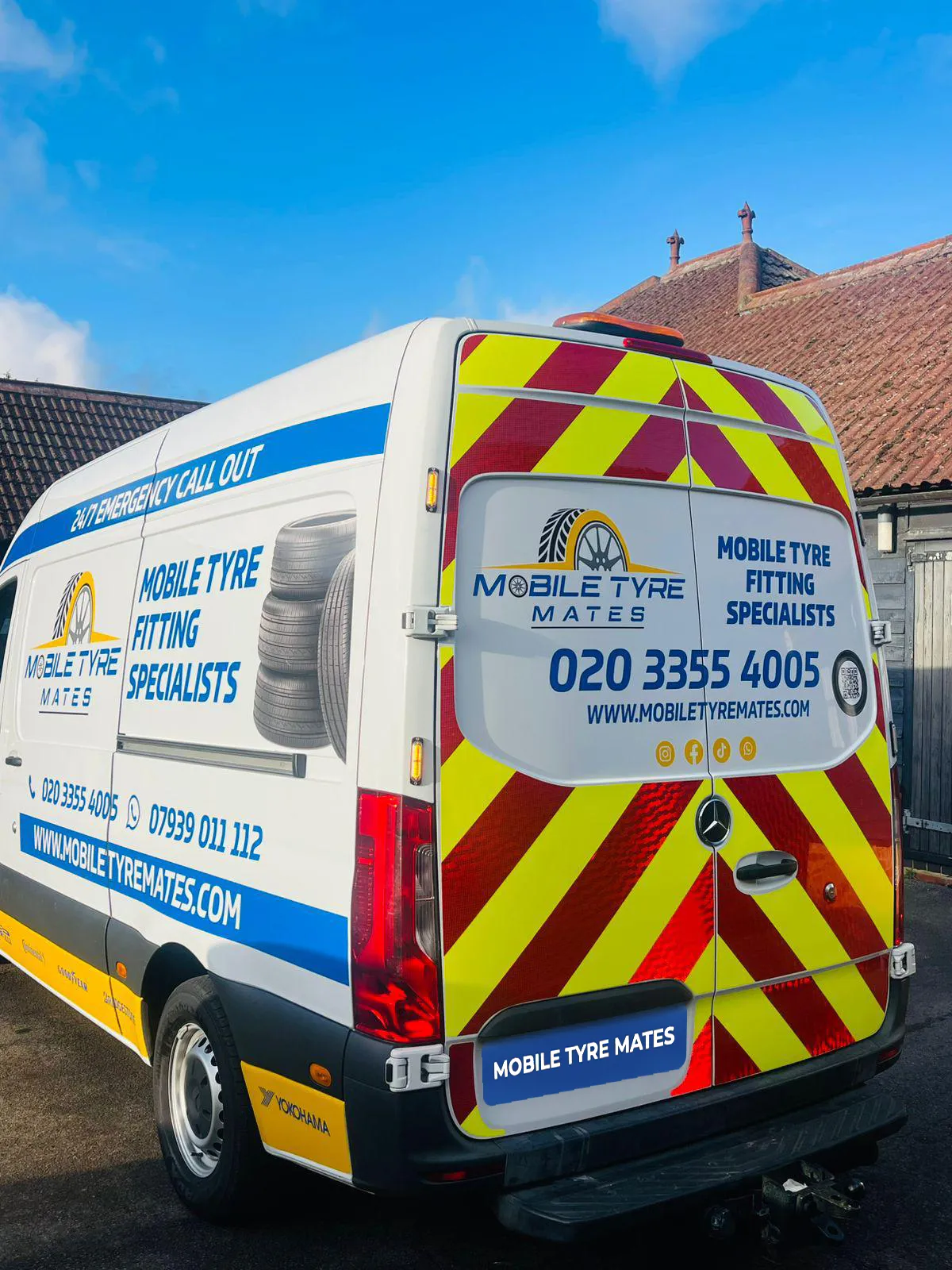 Mobile Tyre Mates fitting van on a job in Basingstoke